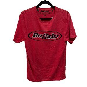 Buffalo David‎ Bitton Mens Size M Red Black SpellOut T-Shirt Naome NEW
